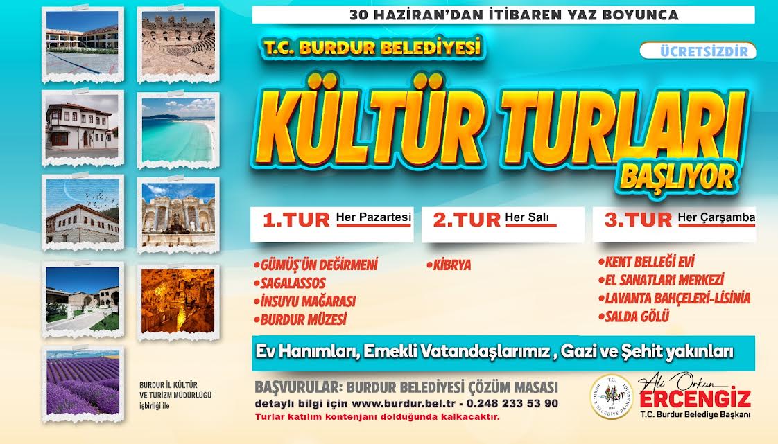 Burdur Belediyesi ücretsiz kültür turları başlıyor
