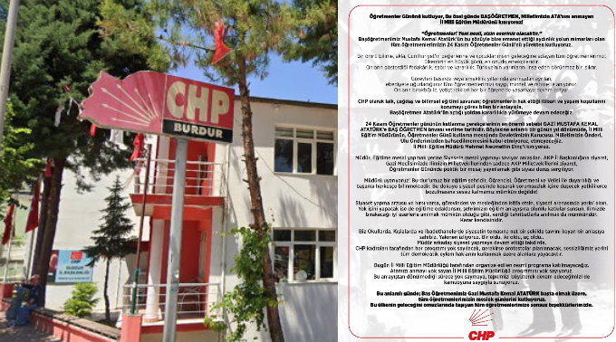 SON DAKİKA CHP BURDUR’DAN İL MİLLİ EĞİTİM MÜDÜRÜNE TEPKİ TÖRENE KATILMAYACAKLAR!